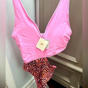 Fabletics Asymmetrical Cutout Shaping One-Piece Swimsuit, size Large..brand new!